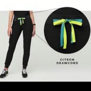 FIGS Technical Collection Zamora Jogger Scrub Pants Womens Black Drawstring MP